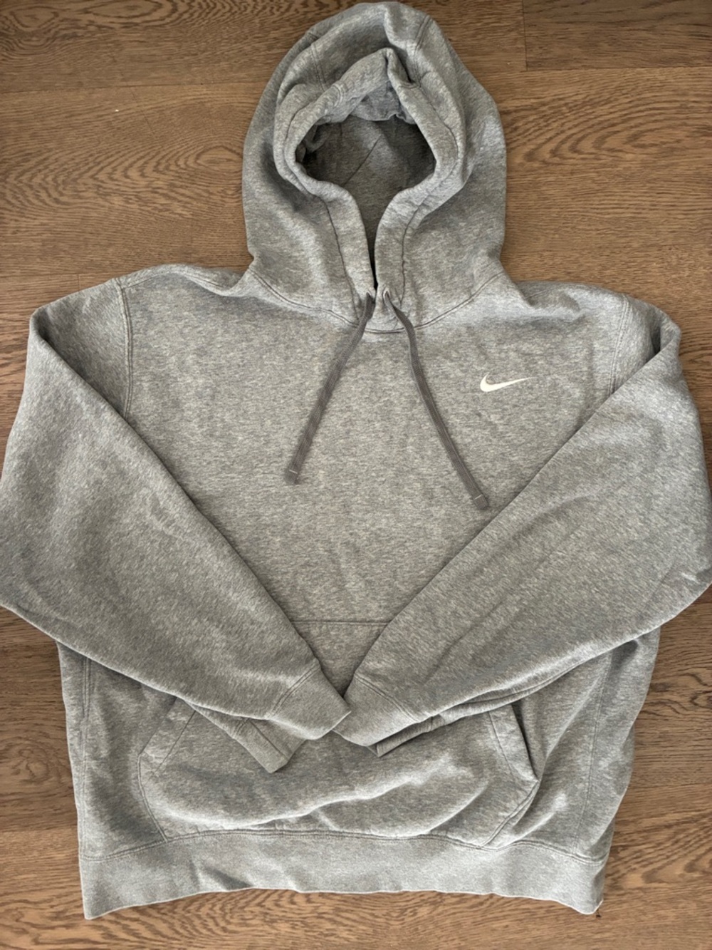 Nike Gray Heather Pullover Hoodie with White Swoosh
